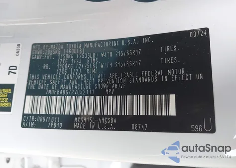 2024 Toyota Corolla Cross Hybrid Se from USA, damaged, VIN 7MUFBABG7RV032111